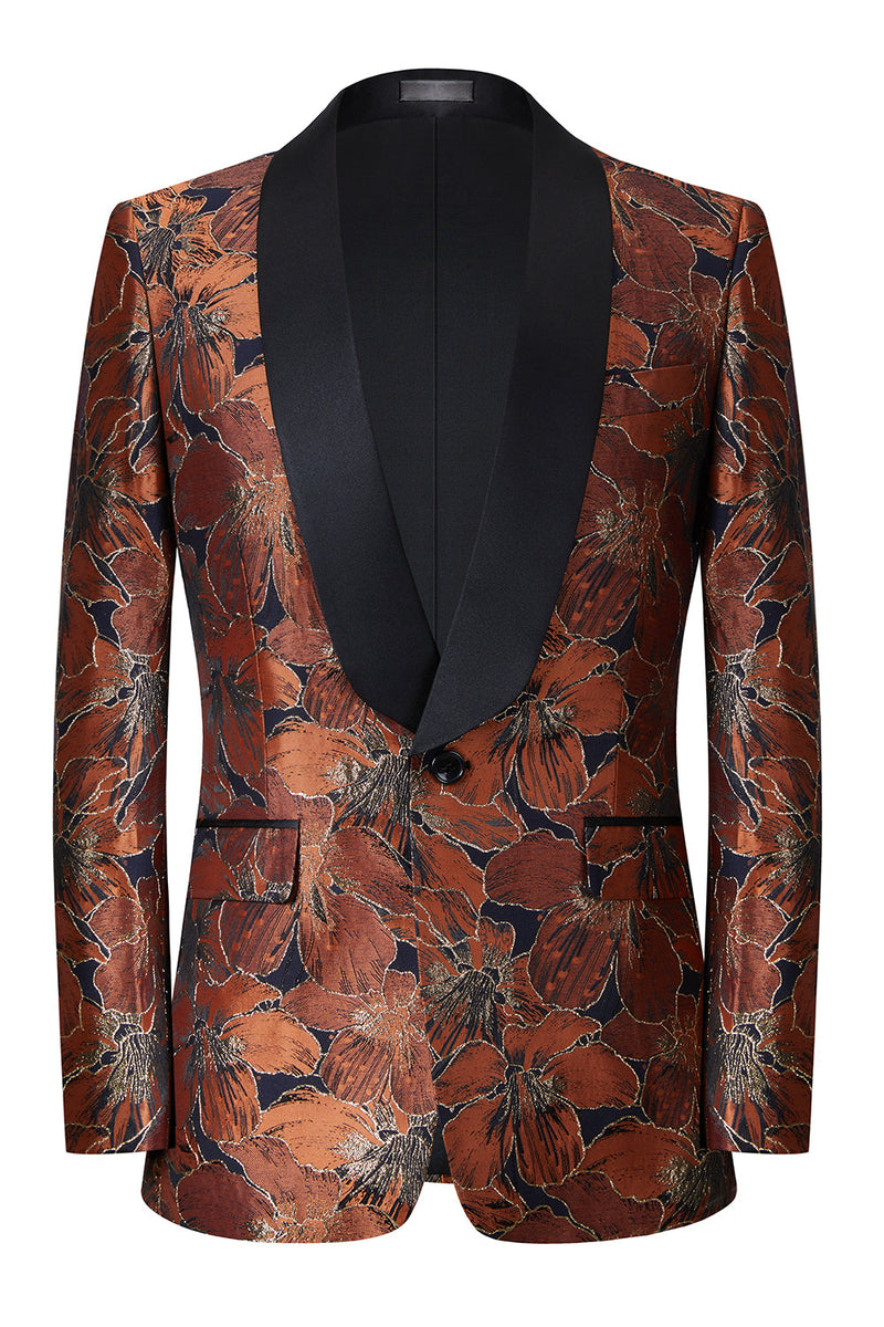 Load image into Gallery viewer, Brown Jacquard Shawl Lapel Men&#39;s 2 Pieces Suits