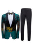 Load image into Gallery viewer, Peacock Green 2 Pieces Jacquard Shawl Lapel Men&#39;s Formal Suits