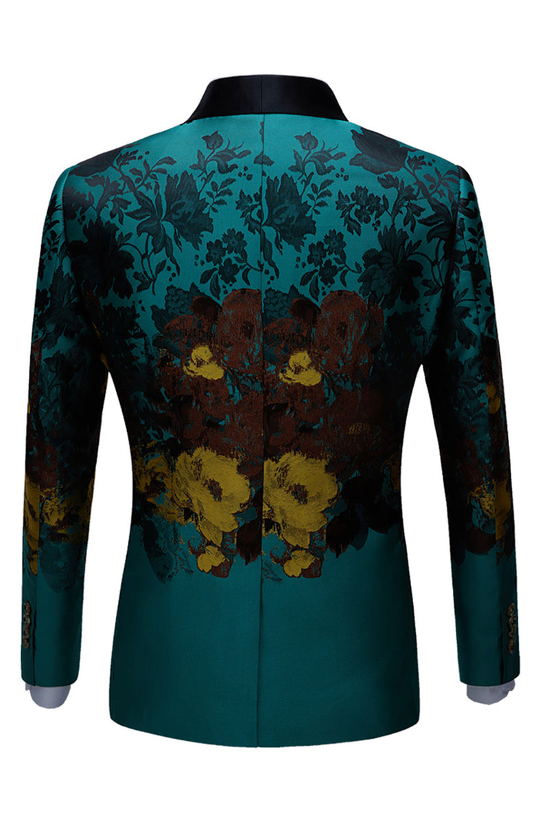 Load image into Gallery viewer, Peacock Green 2 Pieces Jacquard Shawl Lapel Men&#39;s Formal Suits