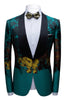 Load image into Gallery viewer, Peacock Green 2 Pieces Jacquard Shawl Lapel Men&#39;s Formal Suits