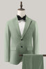 Load image into Gallery viewer, Grey Green 2 Piece Peak Lapel Single Breasted Men&#39;s Formal Suits