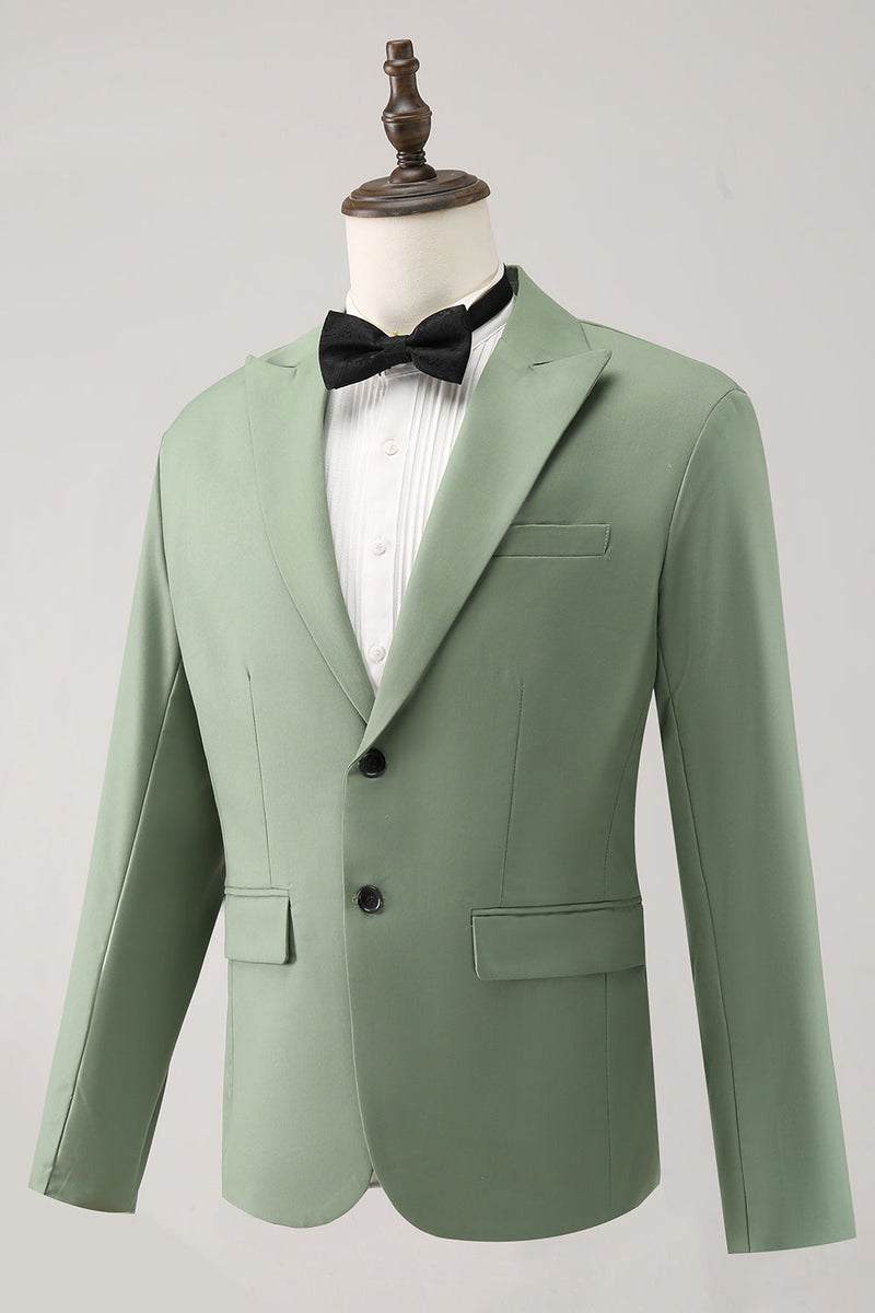 Load image into Gallery viewer, Grey Green 2 Piece Peak Lapel Single Breasted Men&#39;s Formal Suits