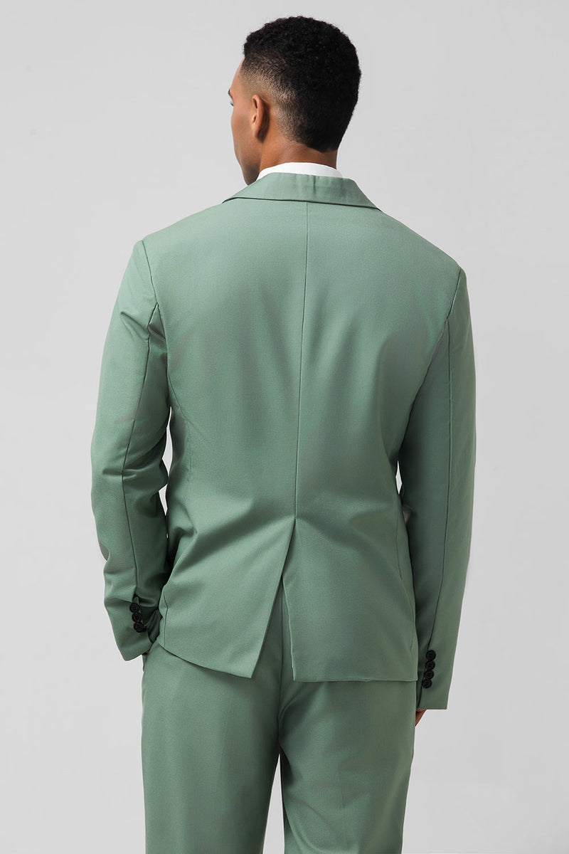 Load image into Gallery viewer, Grey Green Peak Lapel Single Breasted 2 Piece Men&#39;s Formal Suits