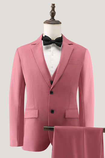 Coral Notched Lapel 3 Piece Single Breasted Men's Formal Suits