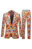 Load image into Gallery viewer, Orange Notched Lapel Graffiti 2 Piece Men&#39;s Suit