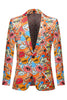 Load image into Gallery viewer, Orange Notched Lapel Graffiti 2 Piece Men&#39;s Suit