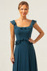 Load image into Gallery viewer, A-Line Dark Peacock Green Scoop Neck Chiffon Long Bridesmaid Dress