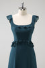 Load image into Gallery viewer, Dark Peacock Green Scoop Neck A-Line Chiffon Bridesmaid Dress