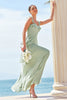 Load image into Gallery viewer, Light Green A-Line Tiered Chiffon Corset Long Bridesmaid Dress