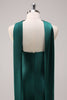 Load image into Gallery viewer, Dark Green Mermaid Halter Long Satin Bridesmaid Dress with Streamer