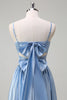 Load image into Gallery viewer, Sky Blue A-Line Pleated Long Bridesmaid Dress with Lace Up Back