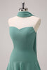 Load image into Gallery viewer, Eucalyptus Strapless Ruffled Long Bridesmaid Dress with Ribbon