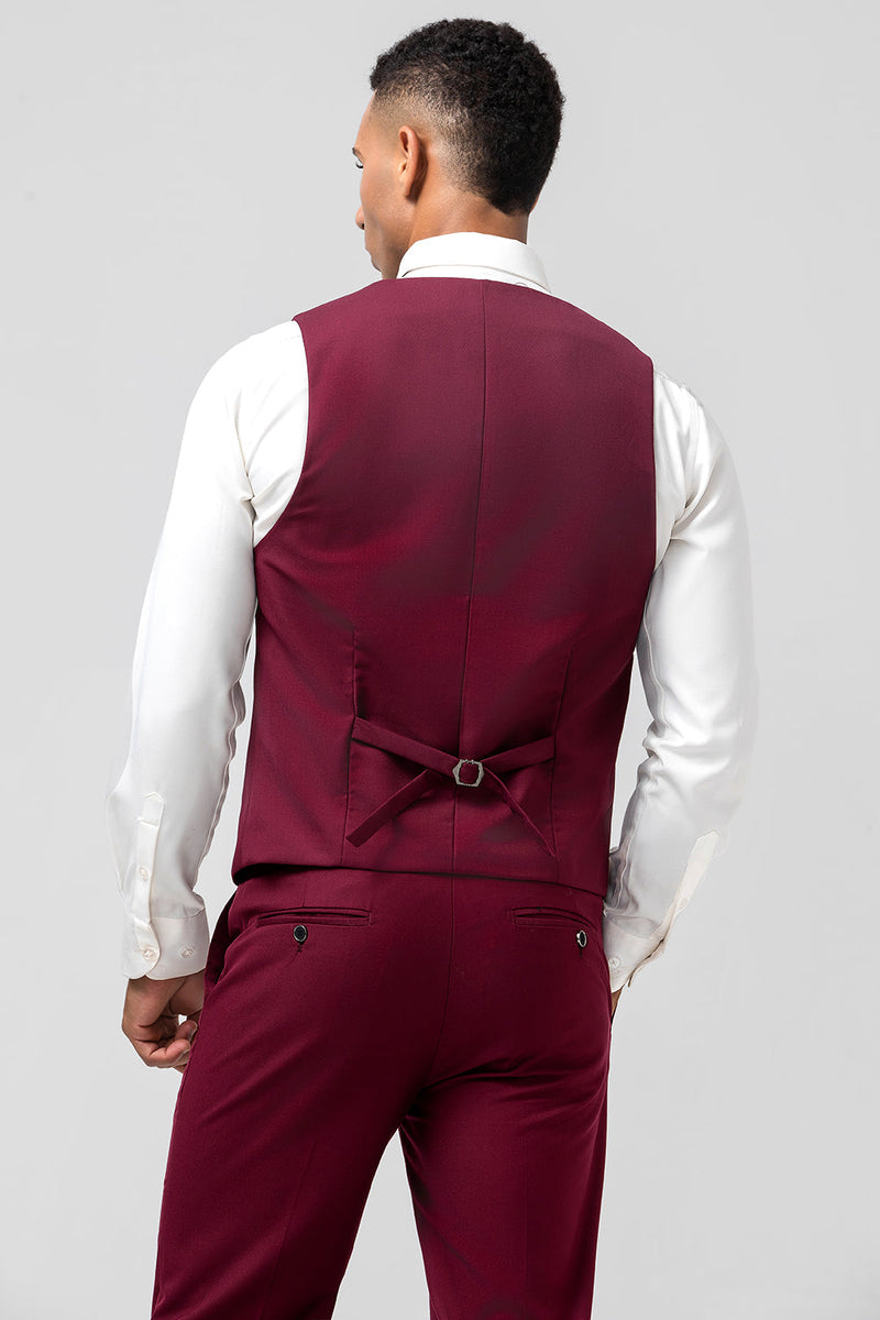 Load image into Gallery viewer, Burgundy 3 Pieces Peak Lapel Men&#39;s Prom Tuxedo