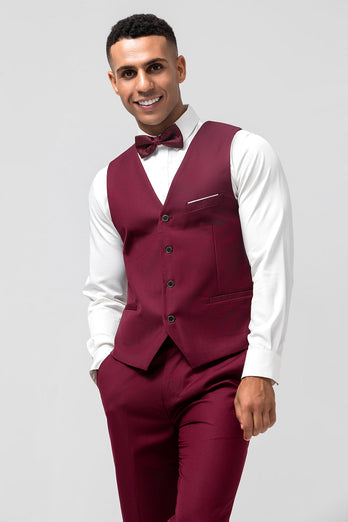 Burgundy 3 Pieces Peak Lapel Men's Prom Tuxedo