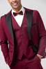 Load image into Gallery viewer, Burgundy 3 Pieces Peak Lapel Men&#39;s Prom Tuxedo