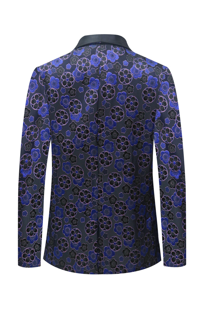 Load image into Gallery viewer, Dark Blue Floral Printed Shawl Lapel 2 Pieces Men Suits