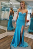 Load image into Gallery viewer, Sparkly Blue Sweetheart Beaded Formal Dress with Slit