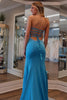 Load image into Gallery viewer, Sparkly Blue Sweetheart Beaded Formal Dress with Slit