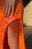 Load image into Gallery viewer, Sparkly Corset Orange Off The Shoulder Long Formal Dress with Slit