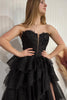 Load image into Gallery viewer, Sparkly Black Sweetheart Long Formal Dress with Lace