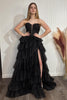 Load image into Gallery viewer, Sparkly Black Sweetheart Long Formal Dress with Lace