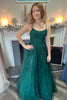 Load image into Gallery viewer, A-Line Dark Green Floral Long Formal Dress with Appliques