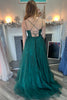 Load image into Gallery viewer, A-Line Dark Green Floral Long Formal Dress with Appliques