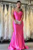 Load image into Gallery viewer, Simple Fuchsia Mermaid Spaghetti Straps Long Formal Dress