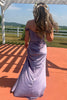 Load image into Gallery viewer, Purple Off The Shoulder Corset Long Formal Dress