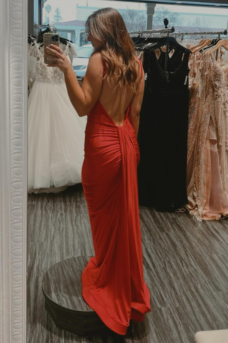 Load image into Gallery viewer, Sparkly Red Mermaid Long Formal Dress