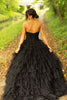 Load image into Gallery viewer, Black Sweetheart Ruffled Long Formal Dress with Slit