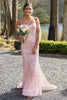 Load image into Gallery viewer, Sparkly Mermaid Pink Corset Long Formal Dress