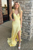 Load image into Gallery viewer, Sparkly Yellow Corset Long Formal Dress with Slit