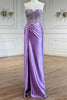 Load image into Gallery viewer, Sparkly Purple Strapless Corset Long Formal Dress with Slit