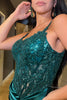 Load image into Gallery viewer, Sparkly Dark Green Corset Long Formal Dress with Lace