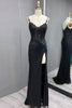 Load image into Gallery viewer, Sparkly Black Mermaid Corset Long Formal Dress with Slit