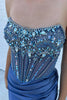 Load image into Gallery viewer, Sparkly Grey Blue Mermaid Corset Beaded Long Formal Dress with Slit