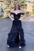 Load image into Gallery viewer, Black Corset Off The Shoulder Long Formal Dress with Slit