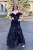 Load image into Gallery viewer, Black Corset Off The Shoulder Long Formal Dress with Slit