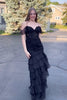 Load image into Gallery viewer, Black Corset Off The Shoulder Long Formal Dress with Slit