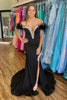 Load image into Gallery viewer, Sparkly Black Corset Beaded Long Formal Dress with Feathers