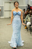 Load image into Gallery viewer, Sparkly Sky Blue Corset Lace Long Formal Dress with Bow