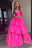 Load image into Gallery viewer, Sparkly Fuchsia Corset Beaded Long Formal Dress with Slit