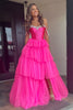 Load image into Gallery viewer, Sparkly Fuchsia Corset Beaded Long Formal Dress with Slit