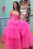 Load image into Gallery viewer, Sparkly Fuchsia Corset Beaded Long Formal Dress with Slit