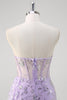 Load image into Gallery viewer, Light Purple Sparkly Corset Beaded Long Formal Dress with Slit