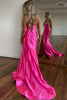 Load image into Gallery viewer, Sparkly Fuchsia Beaded Corset Formal Dress with Slit