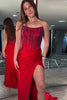 Load image into Gallery viewer, Sparkly Red Sweetheart Corset Formal Dress with Slit