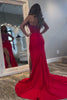 Load image into Gallery viewer, Sparkly Red Sweetheart Corset Formal Dress with Slit