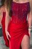 Load image into Gallery viewer, Sparkly Red Sweetheart Corset Formal Dress with Slit